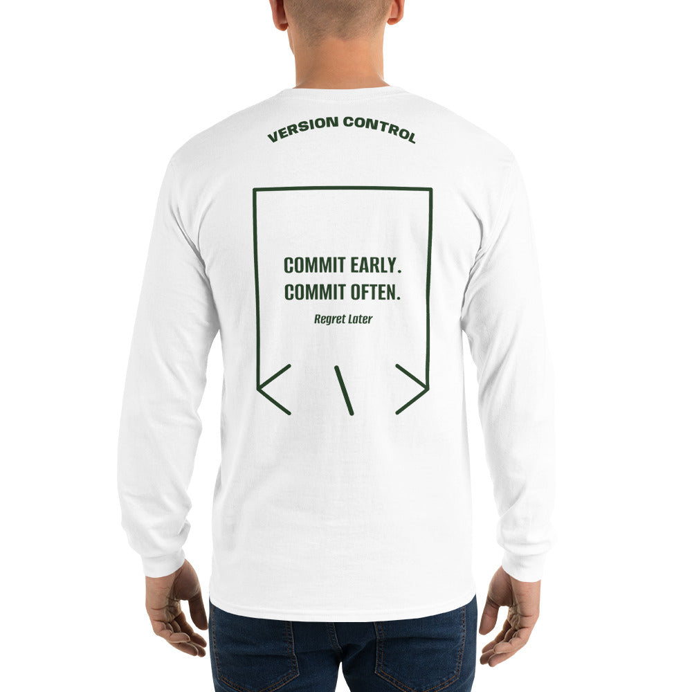 Commit Early. Commit Often. — White Forest Green back mockup