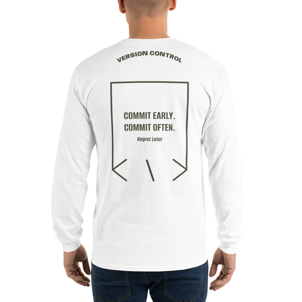 Commit Early. Commit Often. — White Military Green back mockup