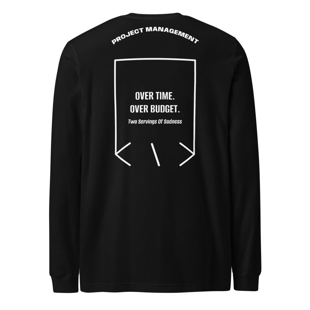 Over Time. Over Budget. — Black White back mockup