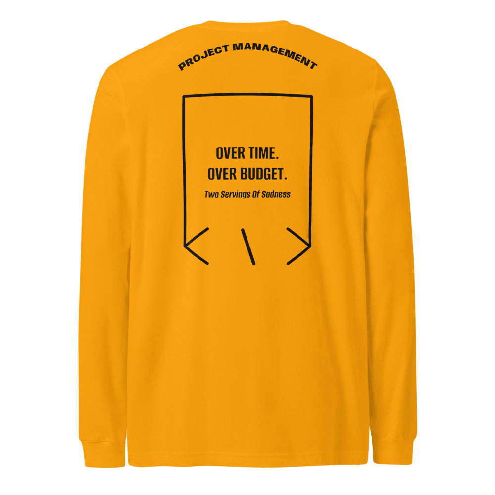 Over Time. Over Budget. — Gold Black back mockup