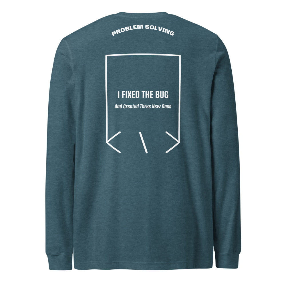 I Fixed The Bug — Heather Deep Teal White back mockup