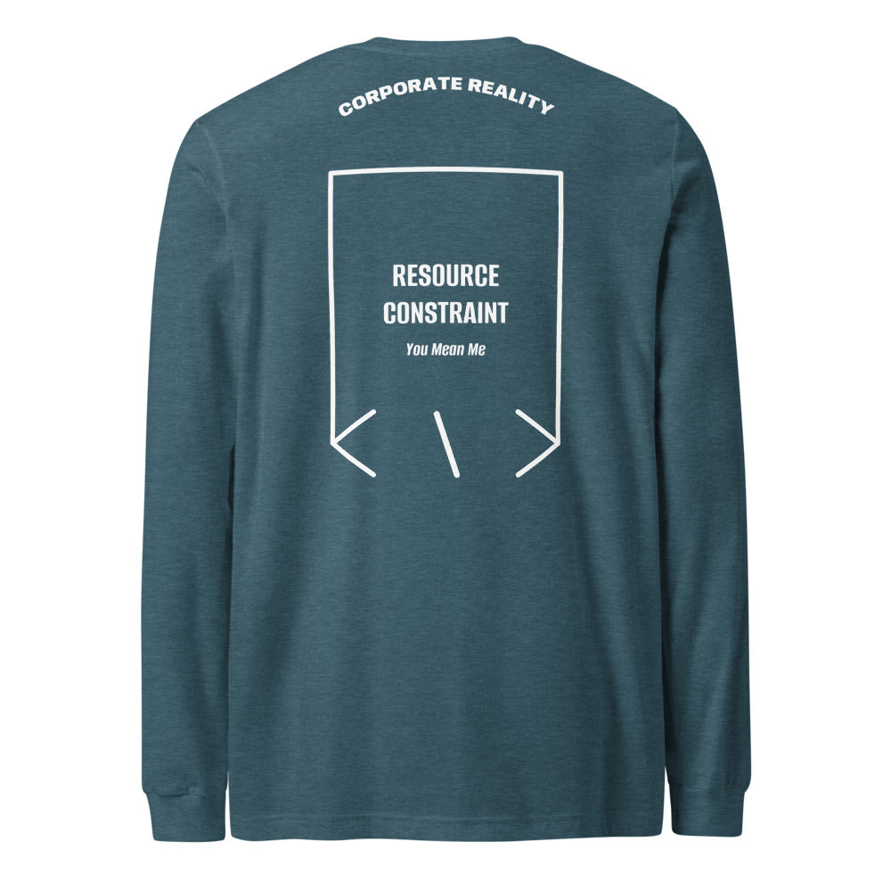 Resource Constraint — Heather Deep Teal White back mockup