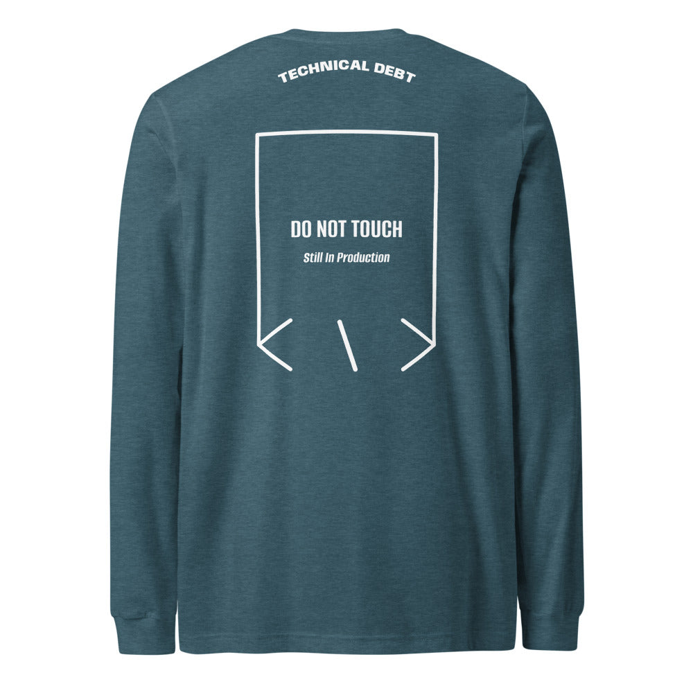 Do Not Touch — Heather Deep Teal White back mockup