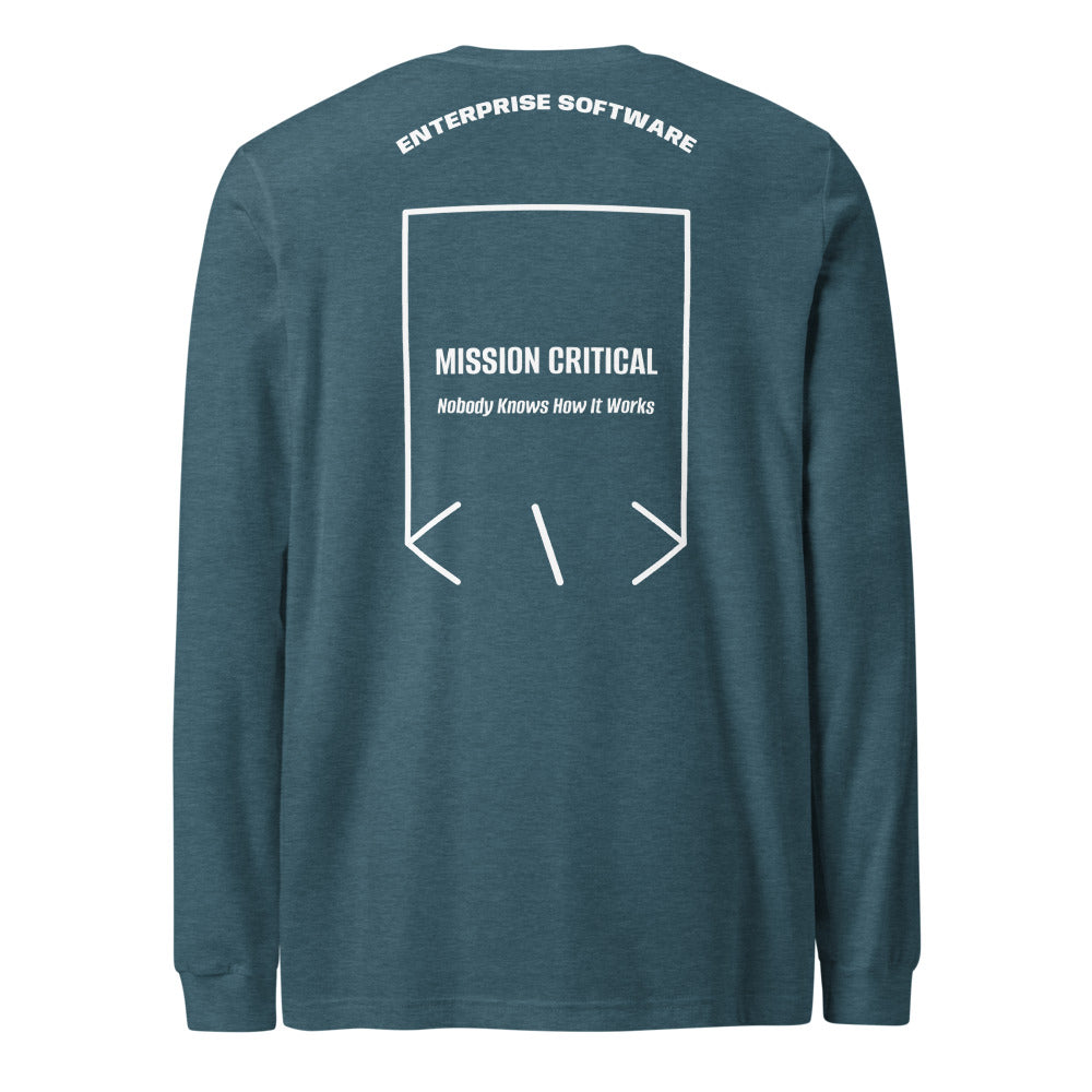 Mission Critical — Heather Deep Teal White back mockup