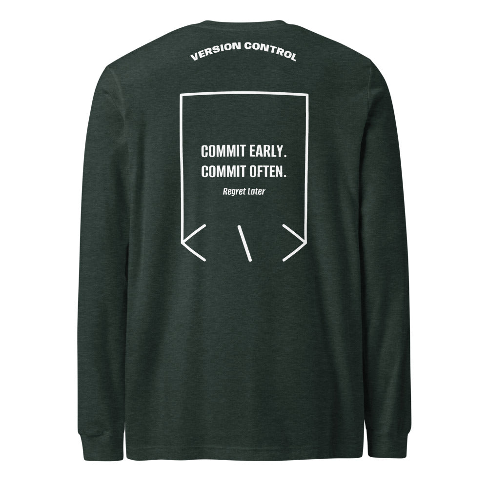 Commit Early. Commit Often. — Heather Forest White back mockup