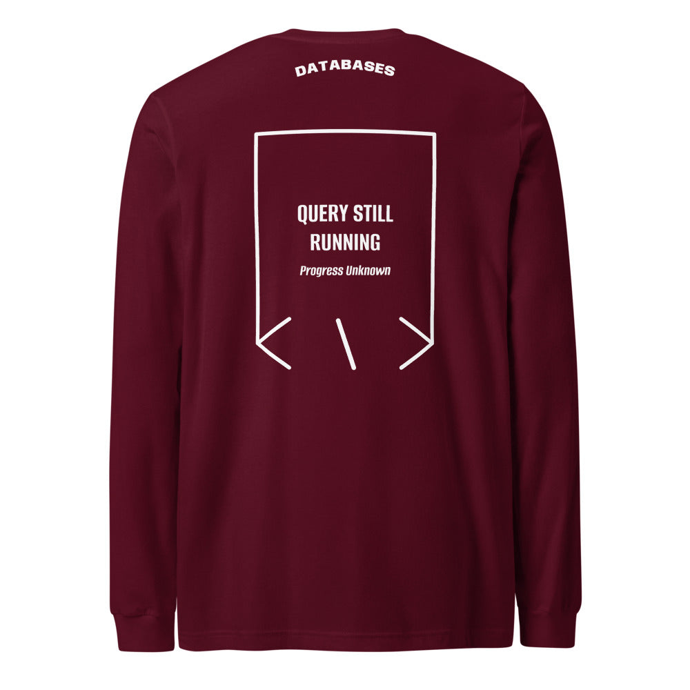Query Still Running — Maroon White back mockup