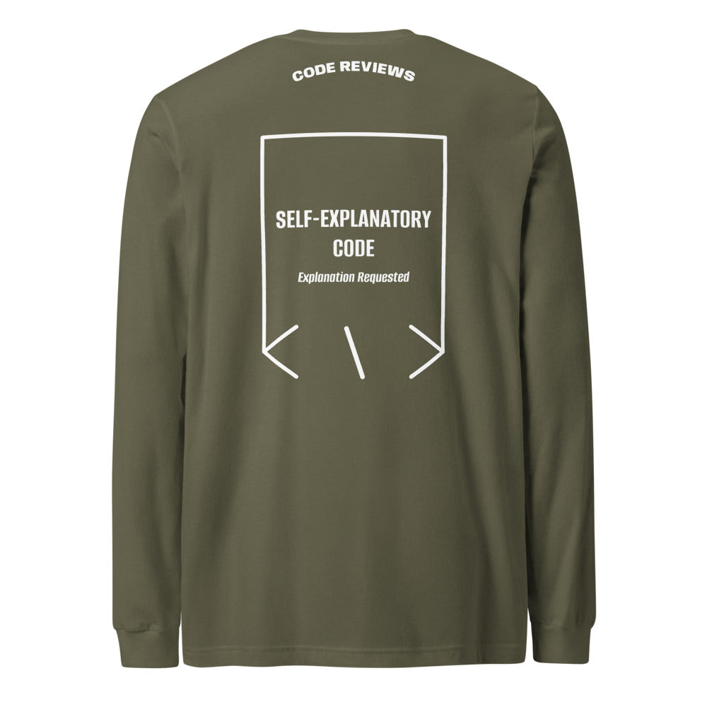 Self-Explanatory Code — Military Green White back mockup