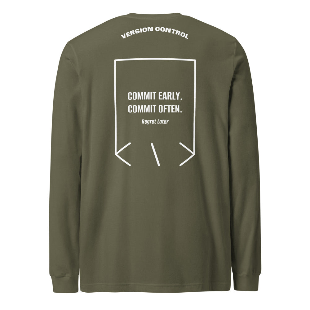 Commit Early. Commit Often. — Military Green White back mockup