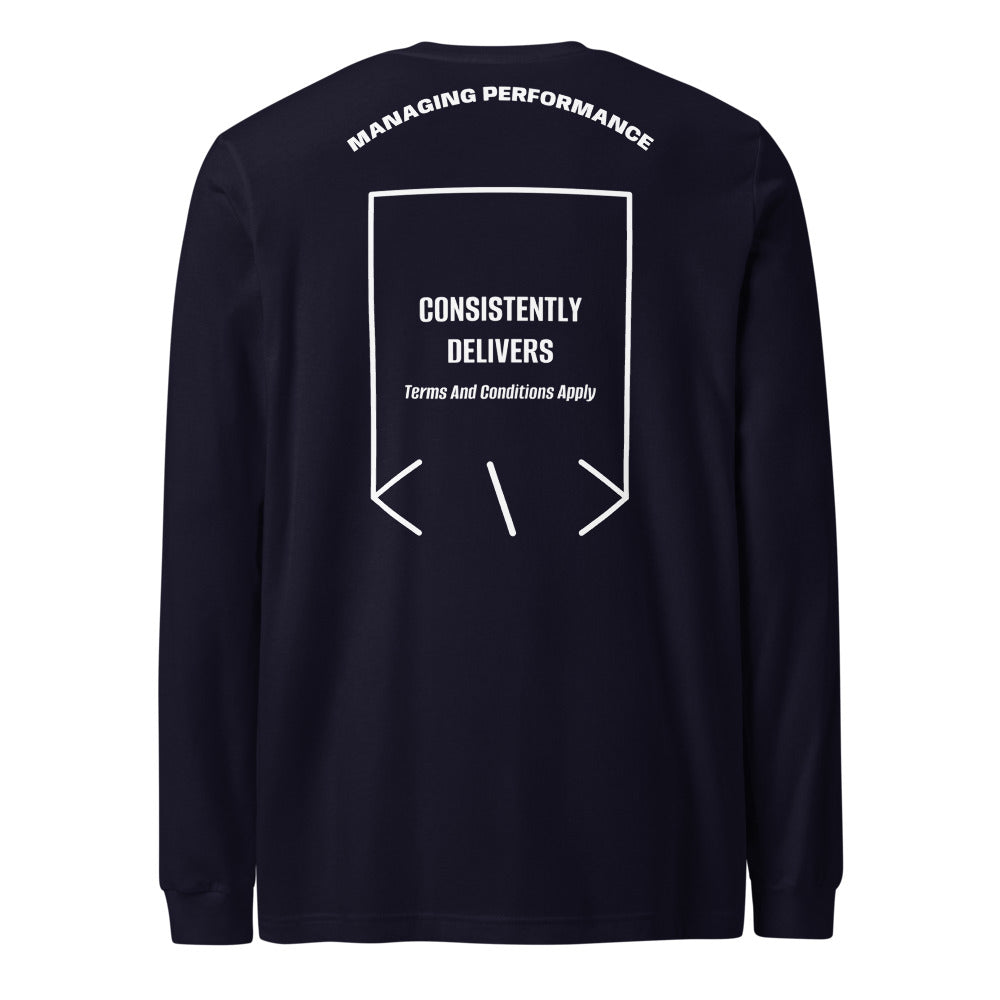 Consistently Delivers — Navy White back mockup