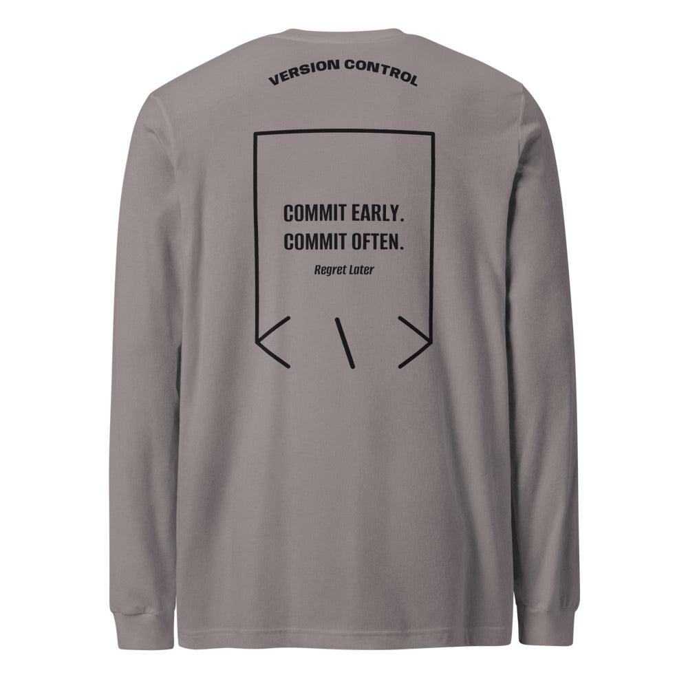Commit Early. Commit Often. — Storm Black back mockup