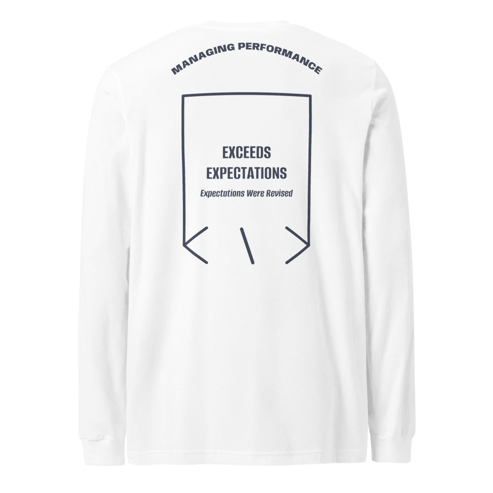 Exceeds Expectations — White Heather Navy back mockup