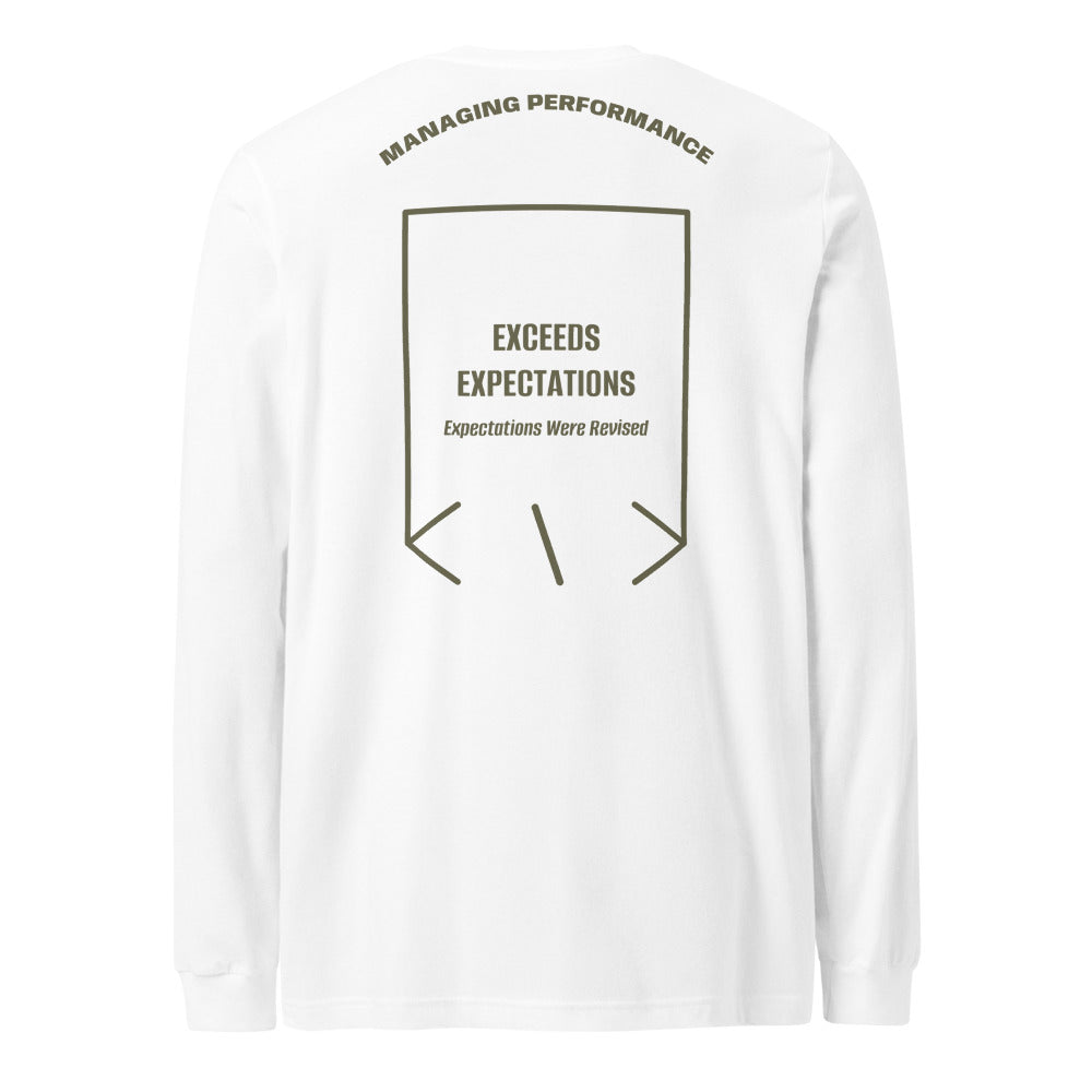 Exceeds Expectations — White Military Green back mockup