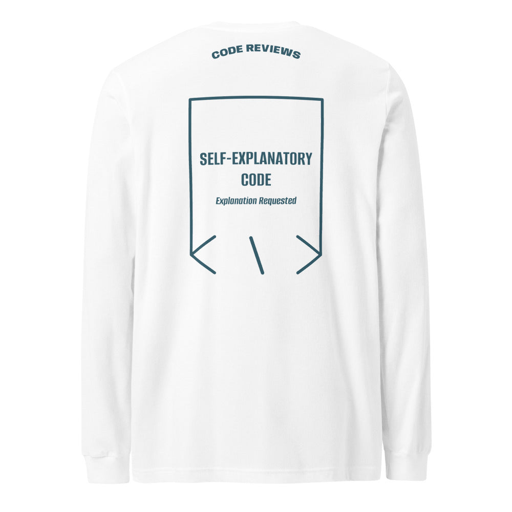 Self-Explanatory Code — White Heather Deep Teal back mockup