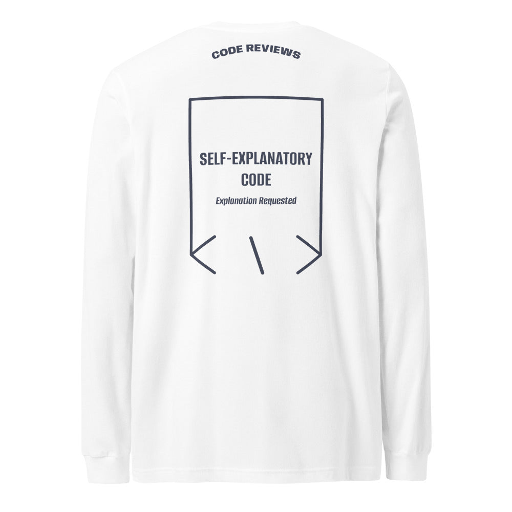 Self-Explanatory Code — White Heather Navy back mockup