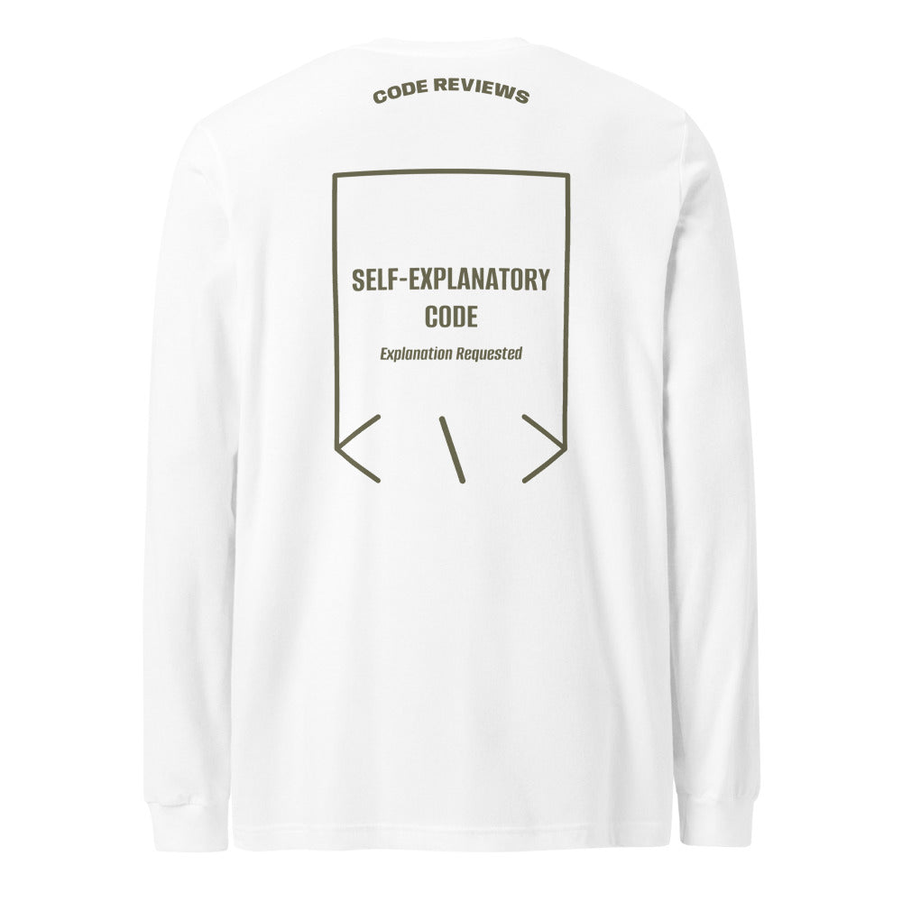 Self-Explanatory Code — White Military Green back mockup