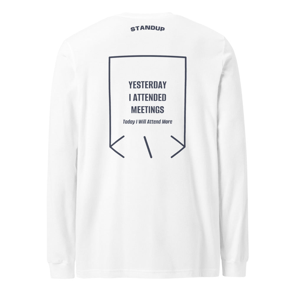 Yesterday I Attended Meetings — White Heather Navy back mockup