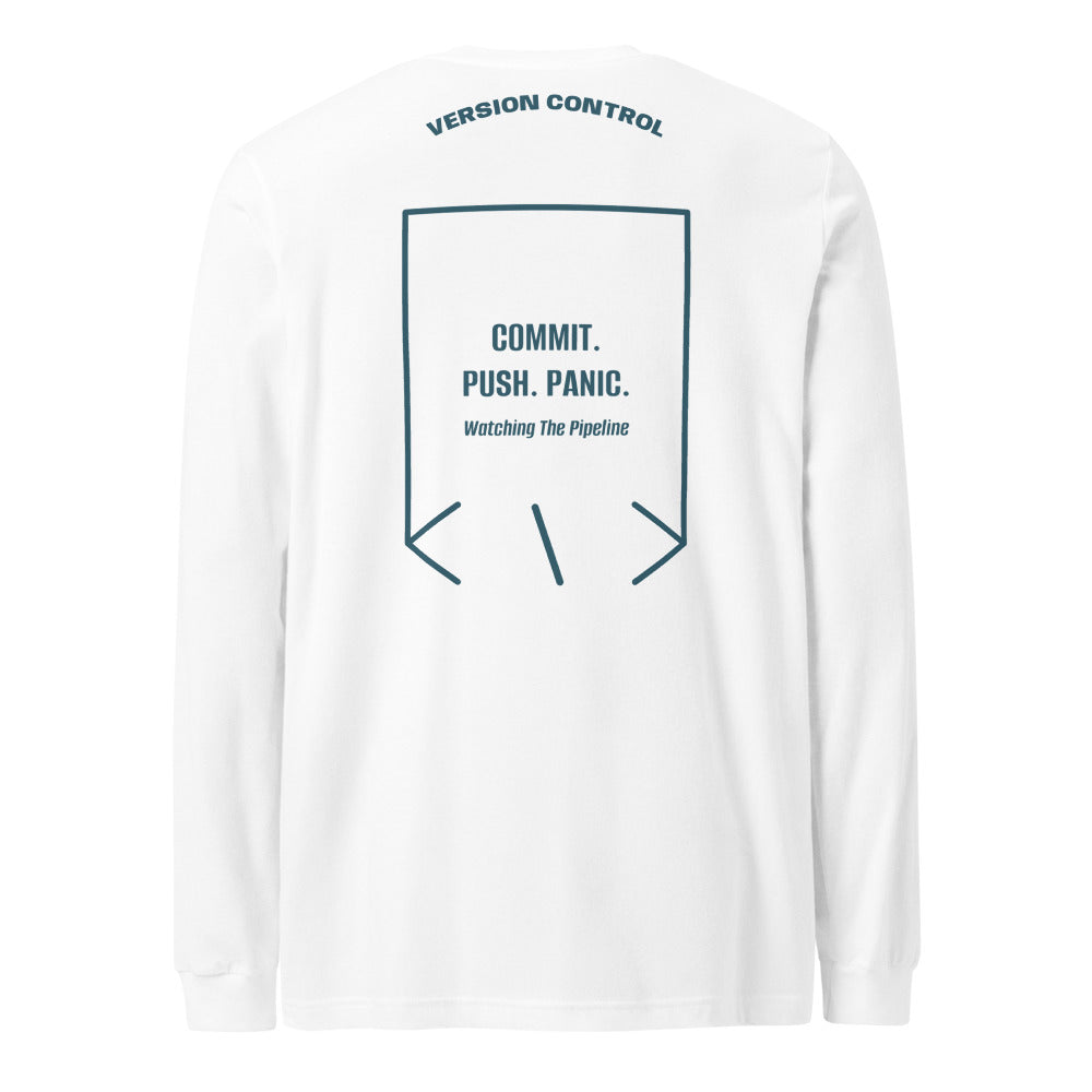 Commit. Push. Panic. — White Heather Deep Teal back mockup