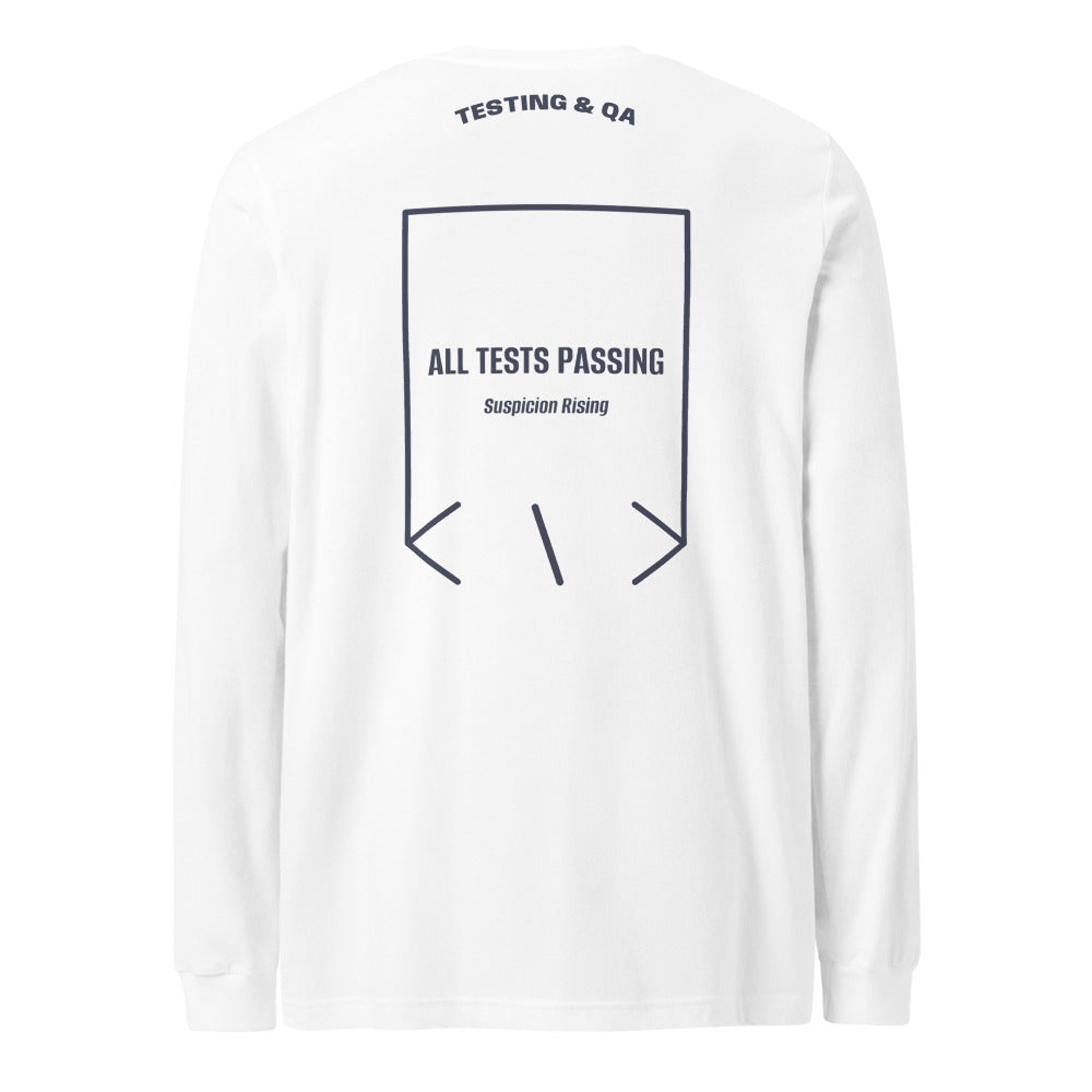 All Tests Passing — White Heather Navy back mockup