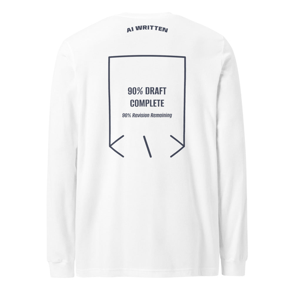 90% Draft Complete — White Heather Navy back mockup