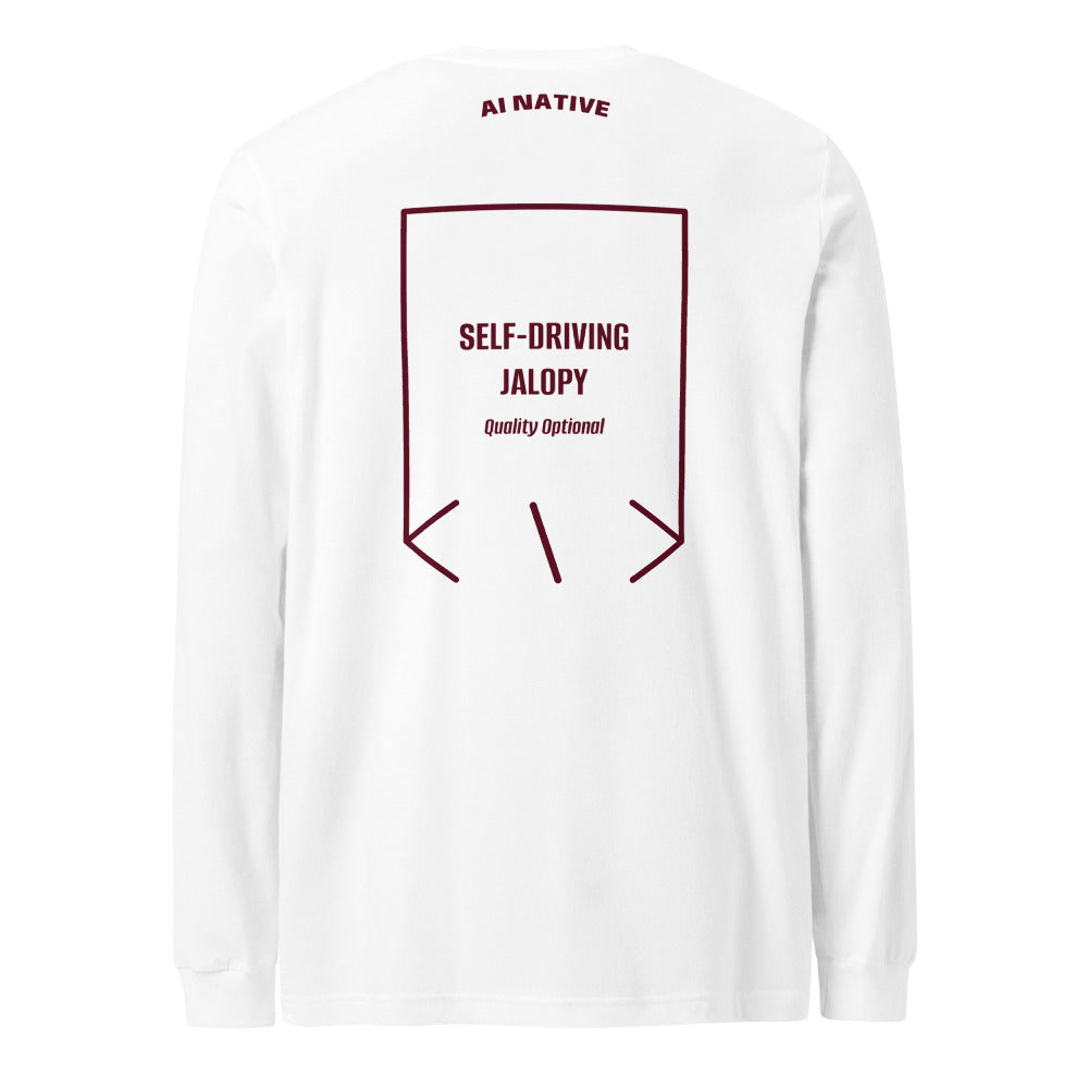 Self-Driving Jalopy — White Maroon back mockup