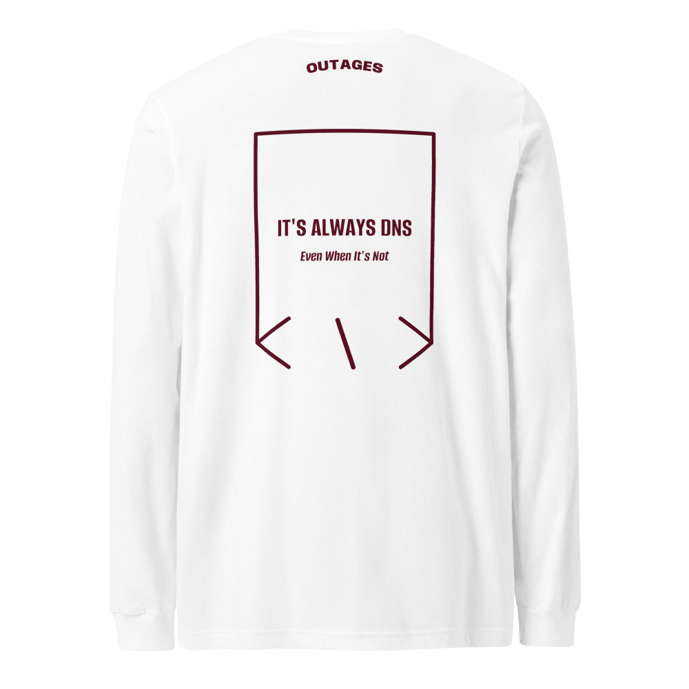 It's Always DNS — White Maroon back mockup