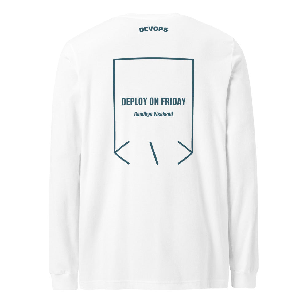 Deploy On Friday — White Heather Deep Teal back mockup