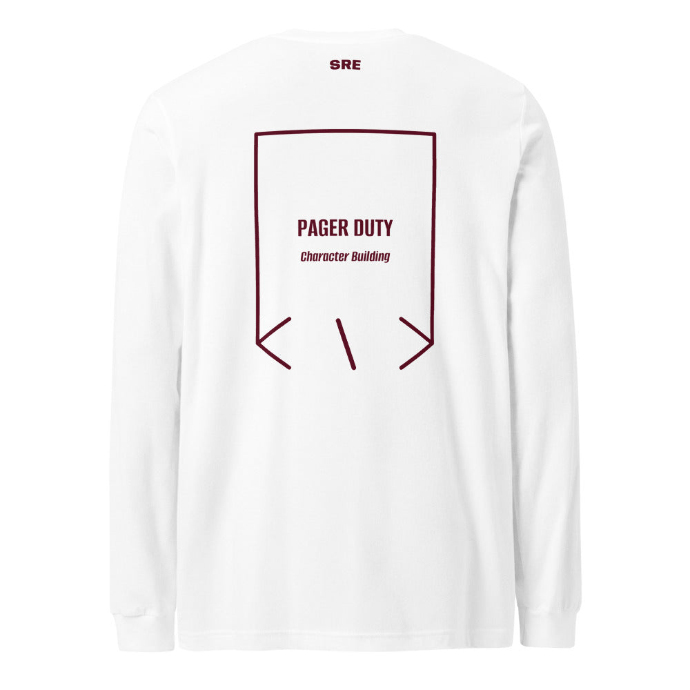 Pager Duty — White Maroon back mockup