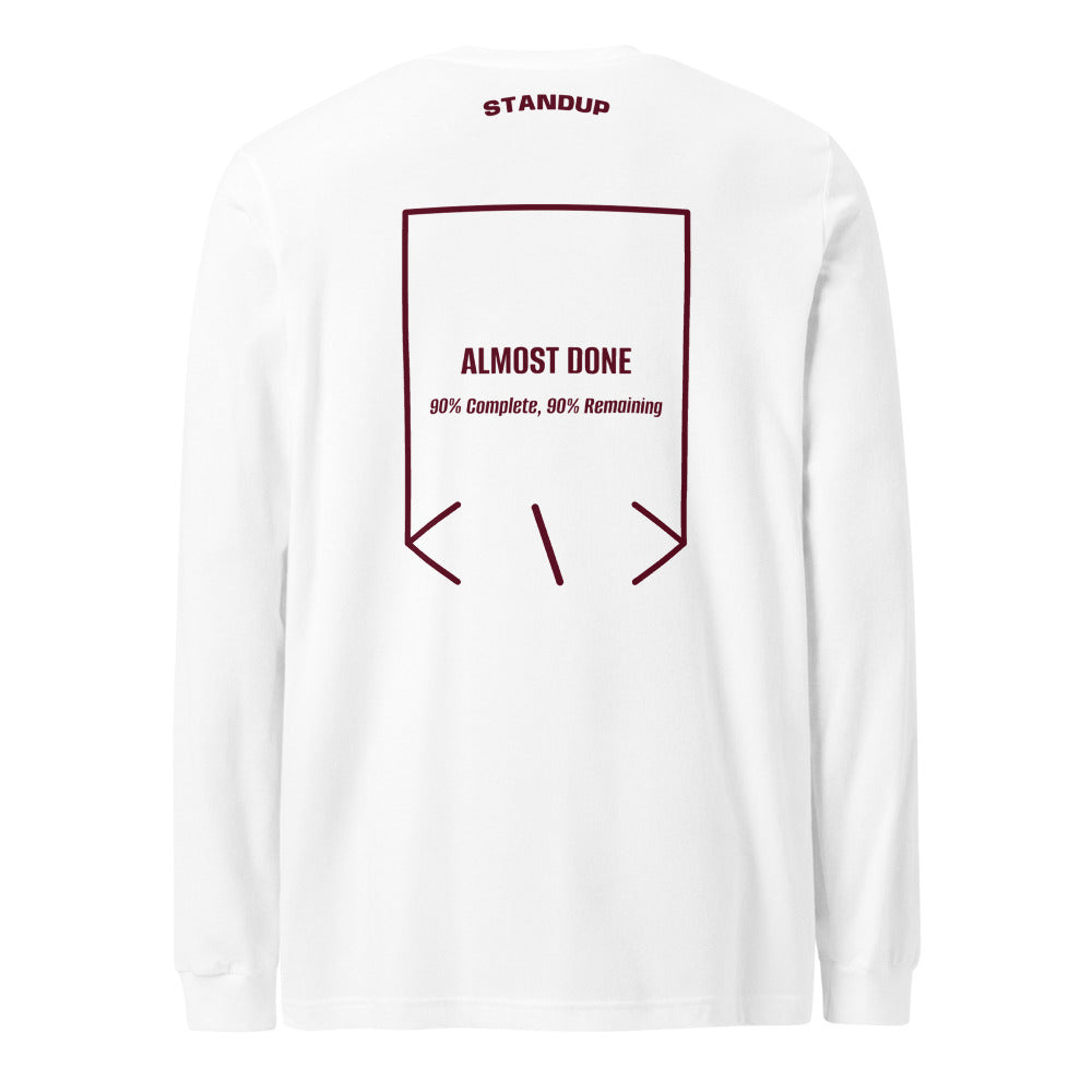 Almost Done — White Maroon back mockup