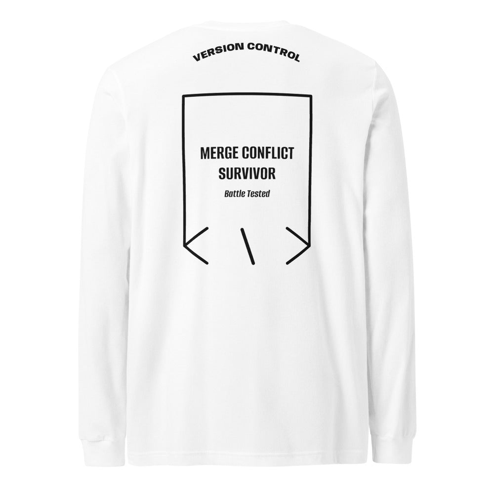 Merge Conflict Survivor — White Black back mockup