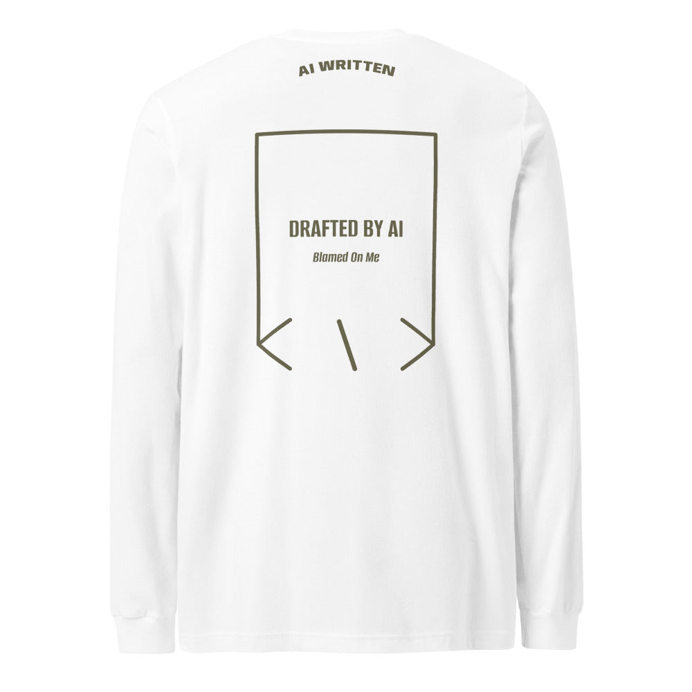 Drafted By AI — White Military Green back mockup