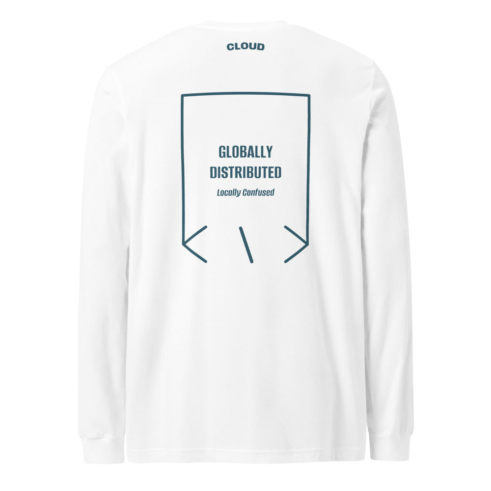 Globally Distributed — White Heather Deep Teal back mockup