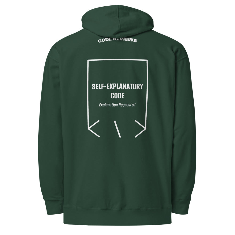 Self-Explanatory Code — Alpine Green White back mockup