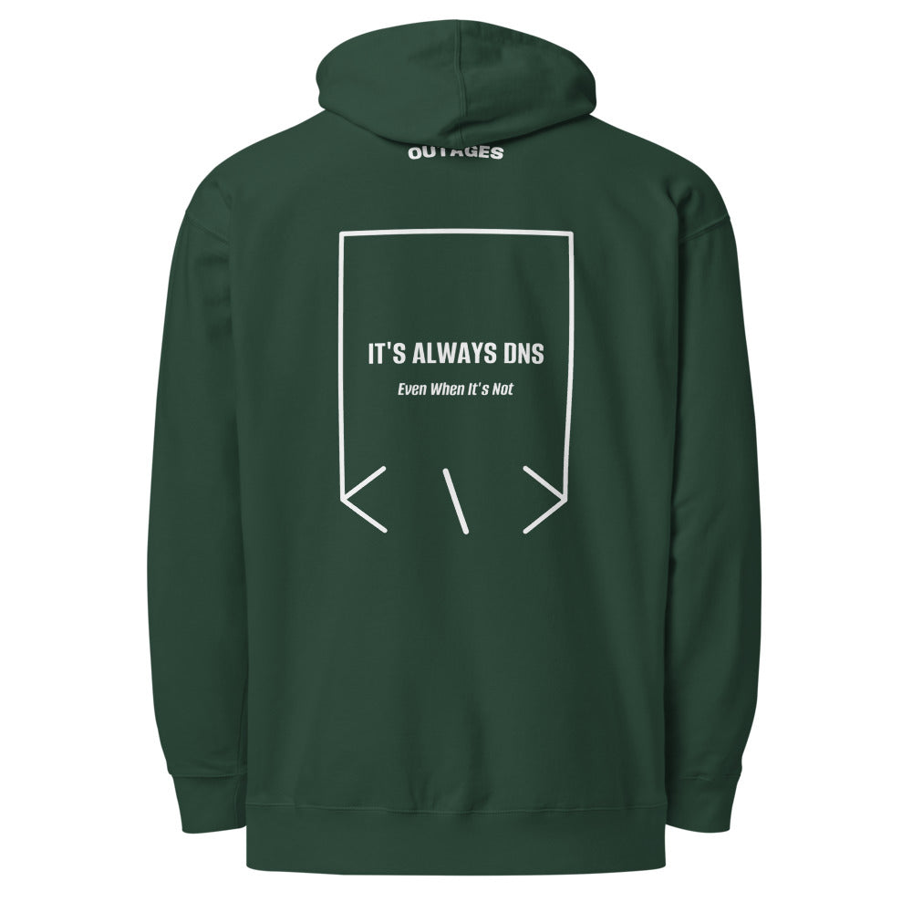 It's Always DNS — Alpine Green White back mockup