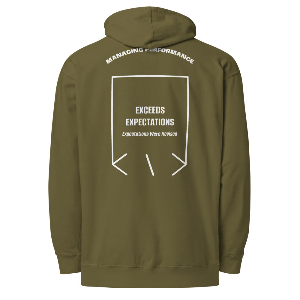 Exceeds Expectations — Army White back mockup