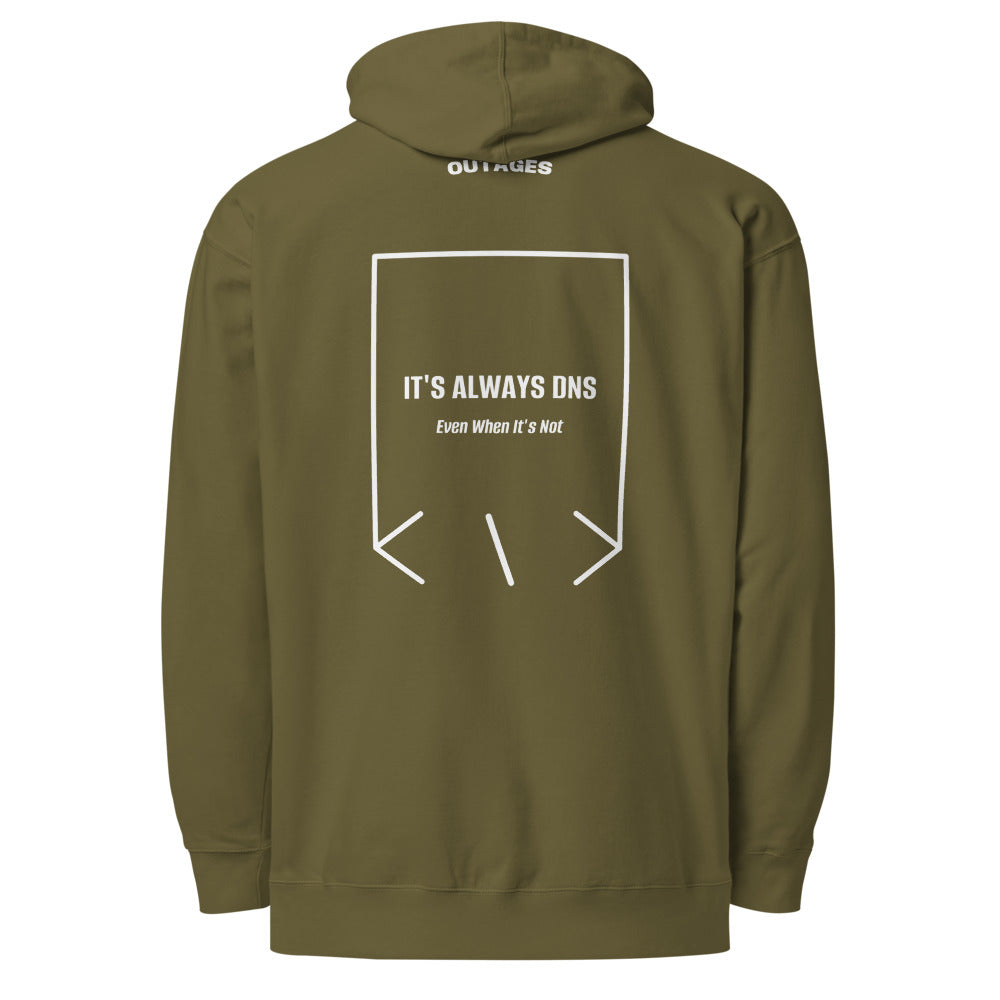 It's Always DNS — Army White back mockup