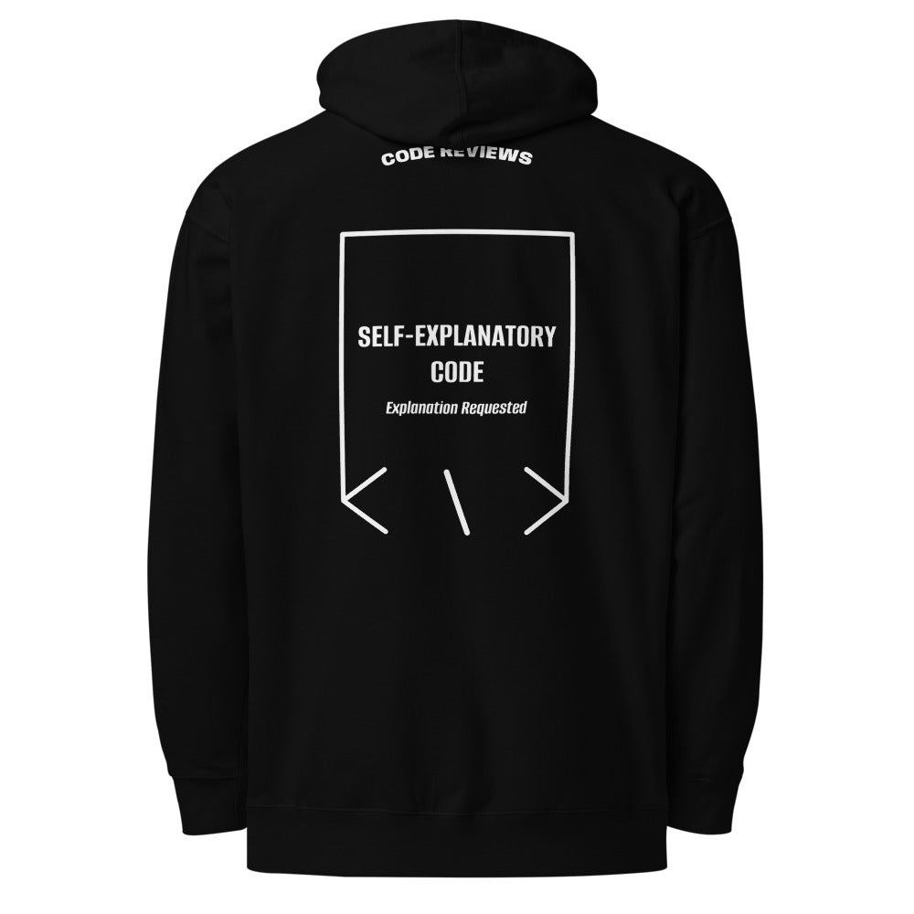 Self-Explanatory Code — Black White back mockup