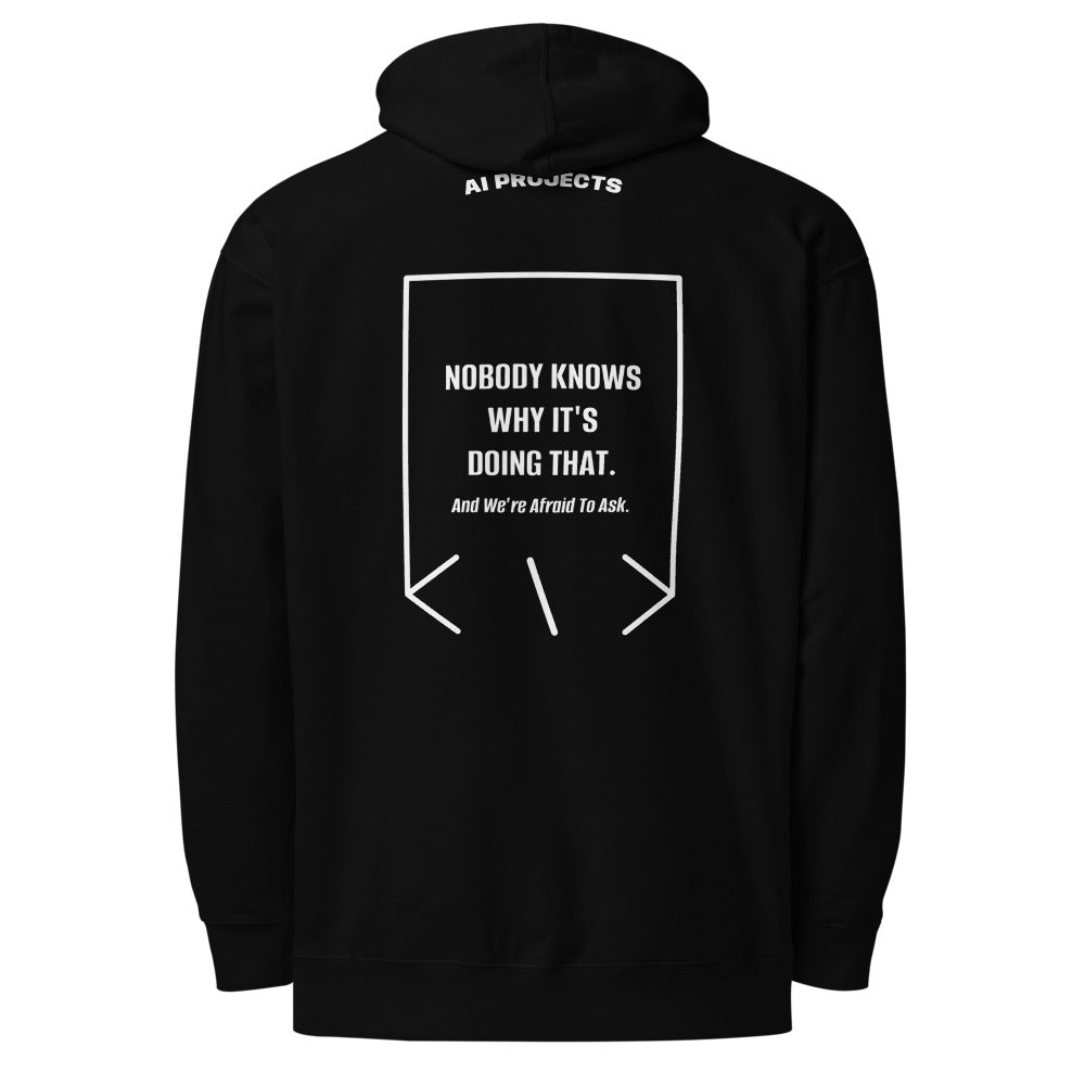 Nobody Knows Why It's Doing That. — Black White back mockup