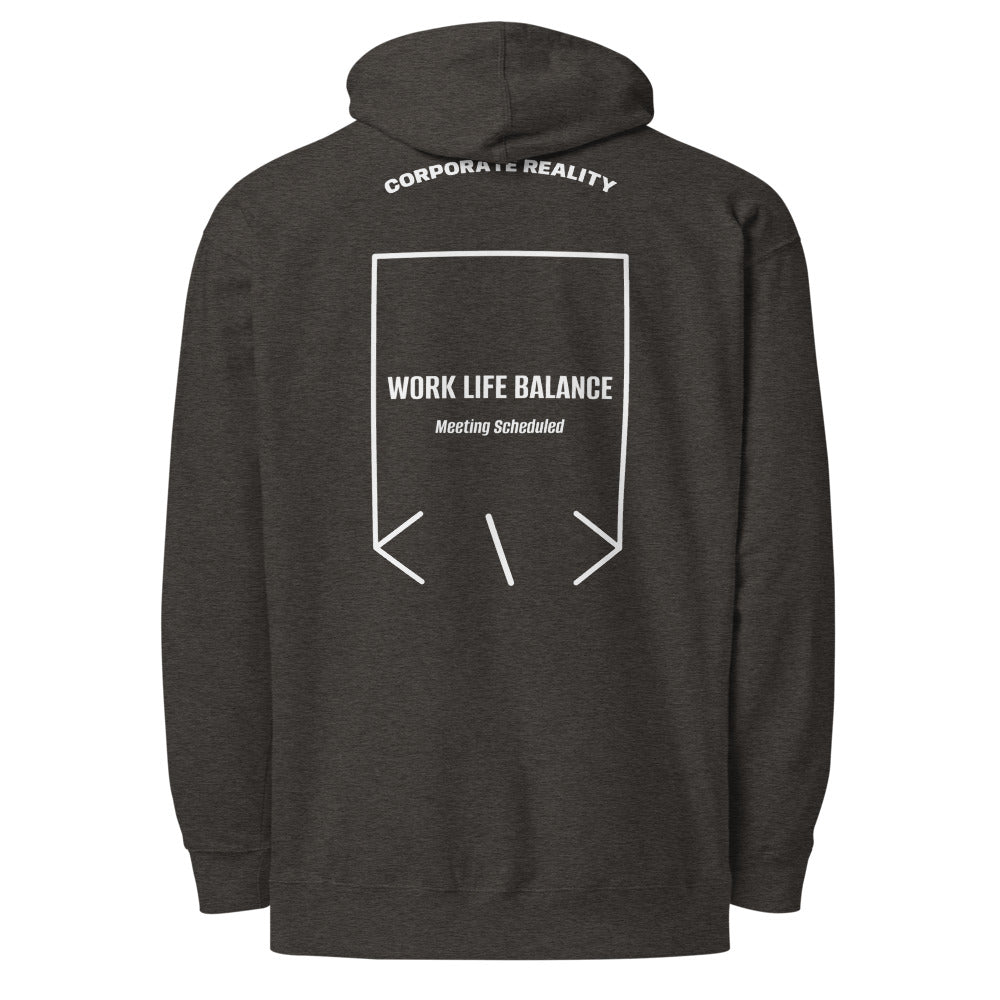 Work Life Balance — Charcoal Heather White back mockup