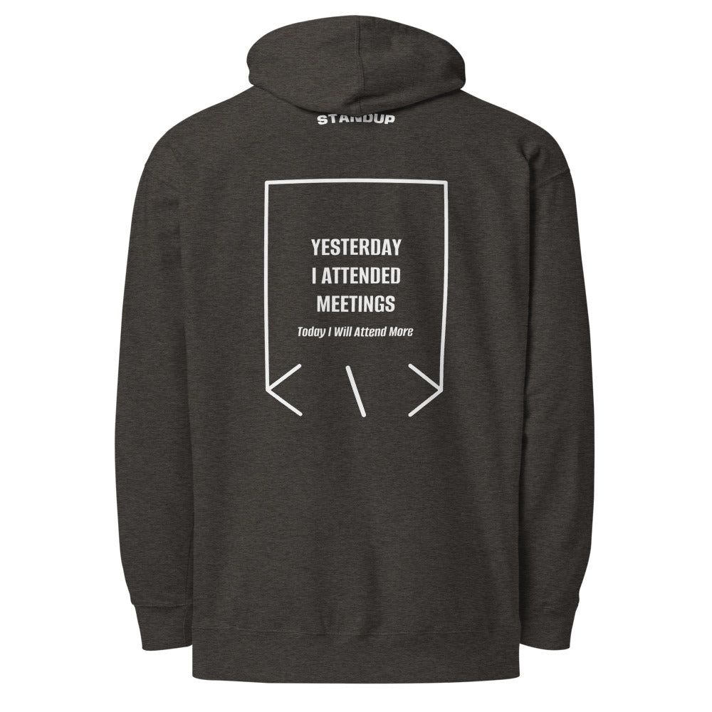 Yesterday I Attended Meetings — Charcoal Heather White back mockup