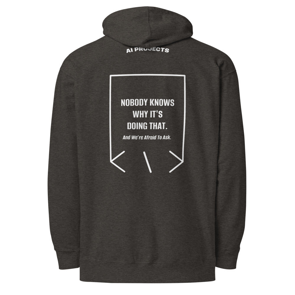 Nobody Knows Why It's Doing That. — Charcoal Heather White back mockup