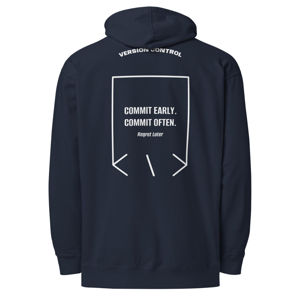 Commit Early. Commit Often. — Classic Navy White back mockup