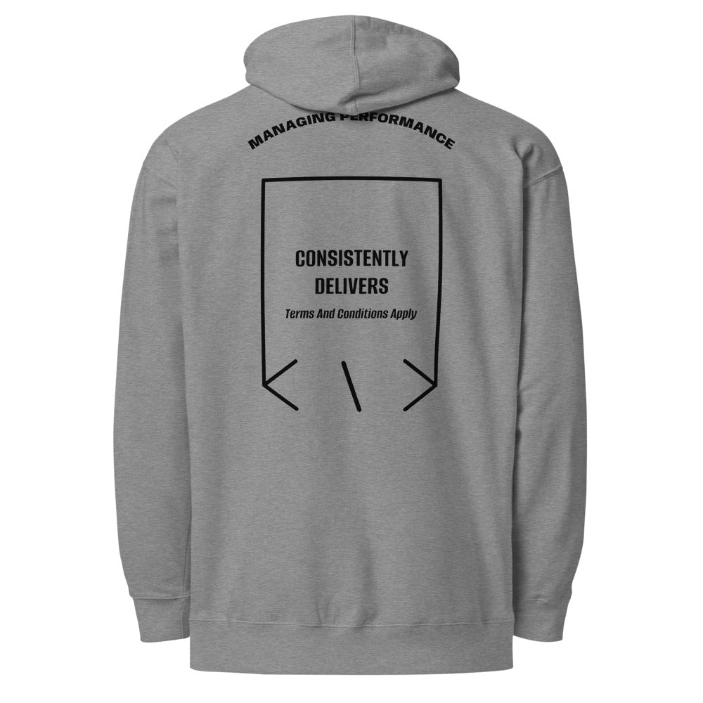 Consistently Delivers — Gunmetal Heather Black back mockup
