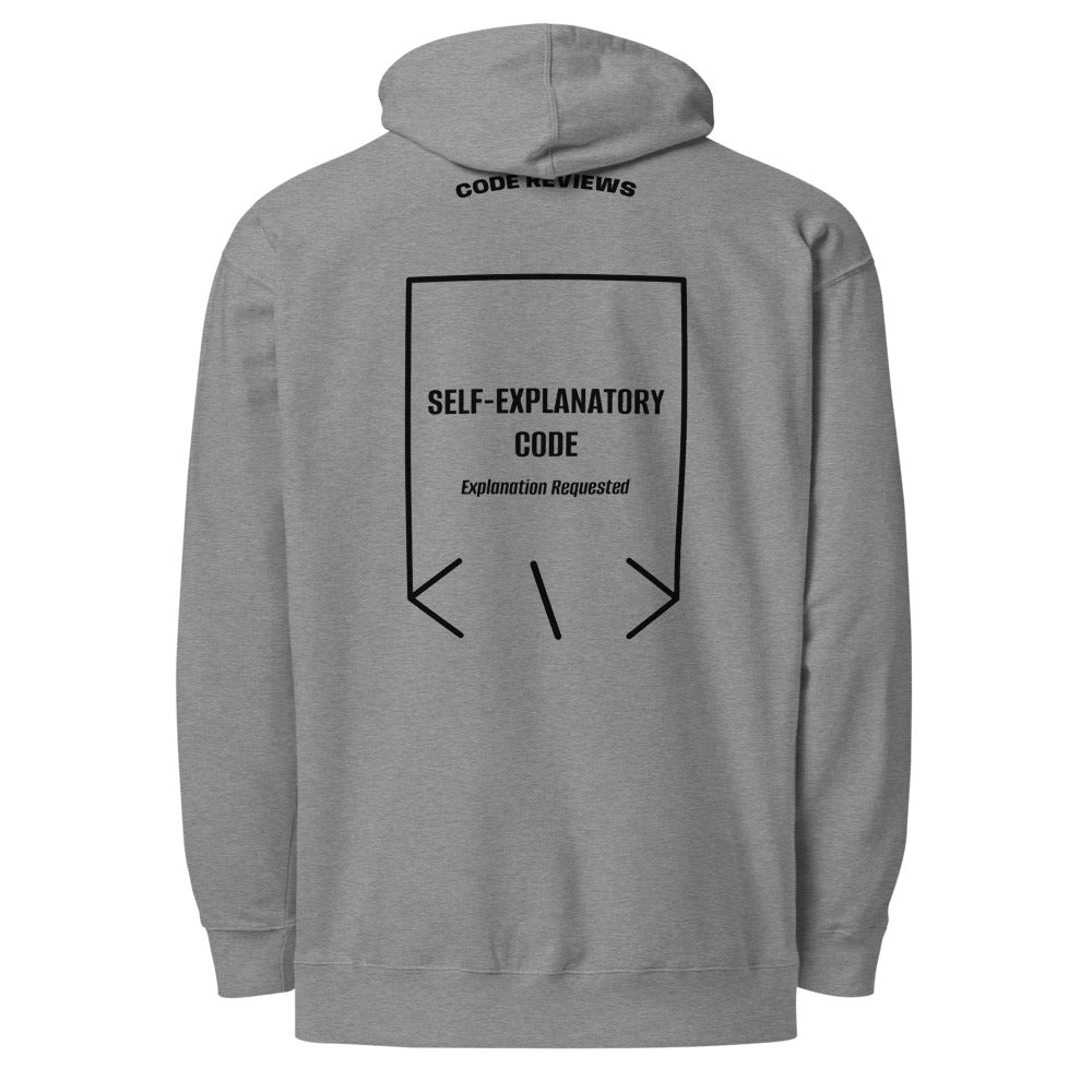 Self-Explanatory Code — Gunmetal Heather Black back mockup