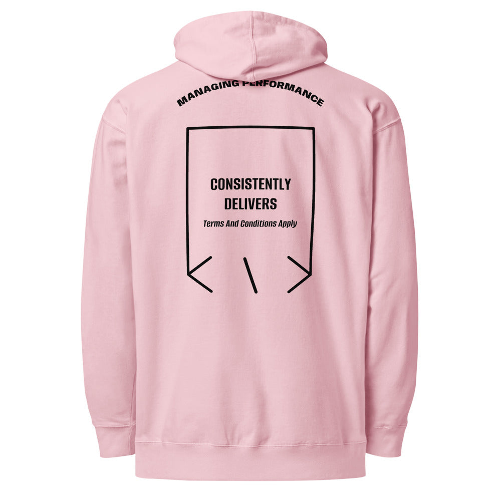 Consistently Delivers — Light Pink Black back mockup