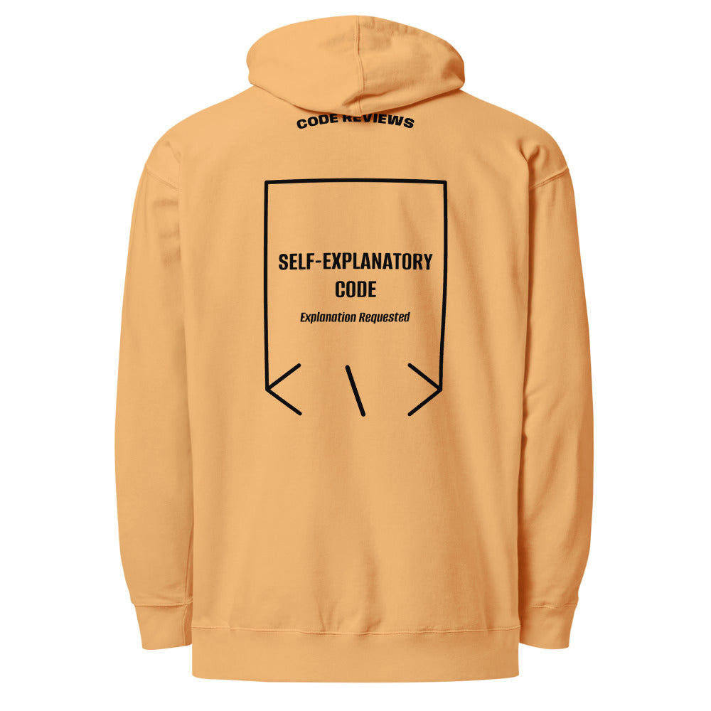 Self-Explanatory Code — Peach Black back mockup
