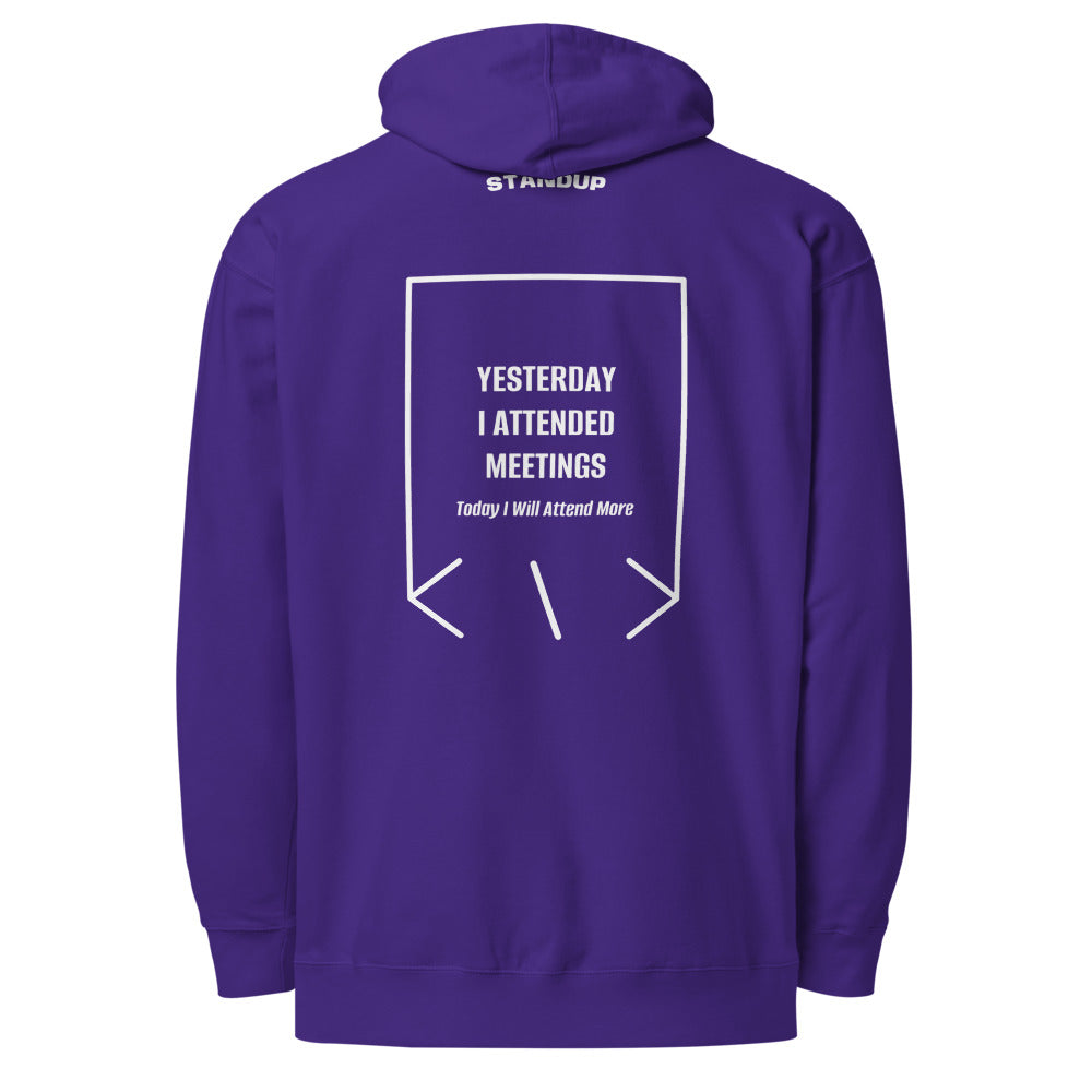 Yesterday I Attended Meetings — Purple White back mockup