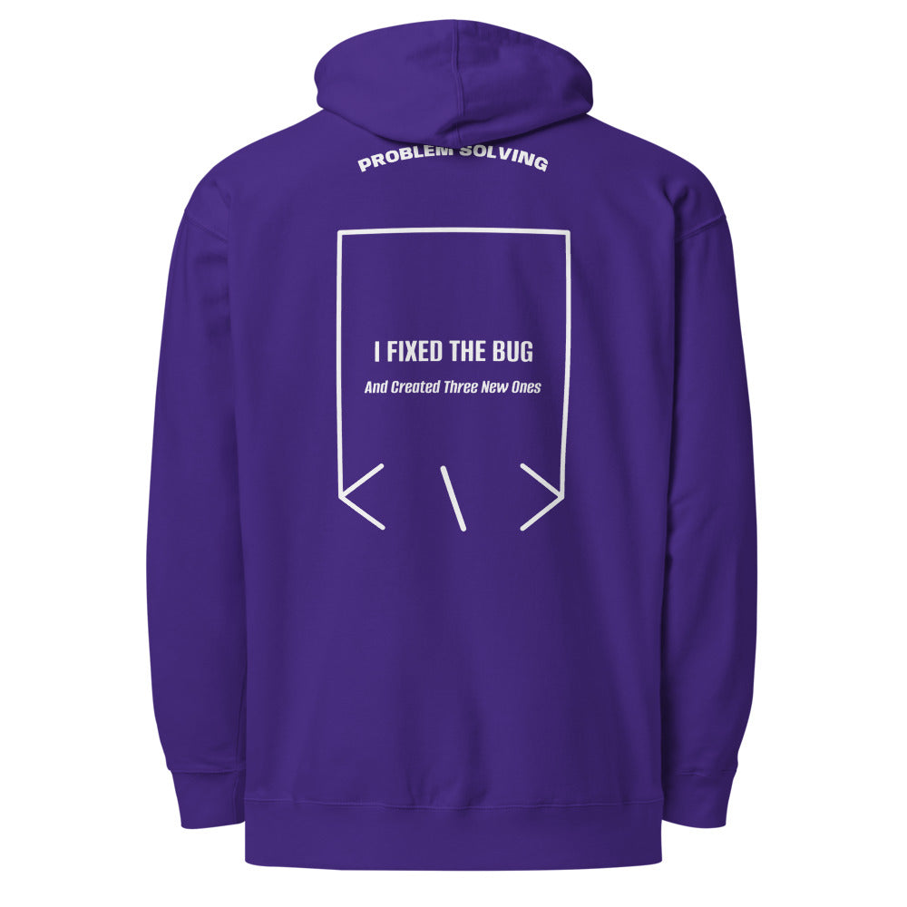 I Fixed The Bug — Purple White back mockup