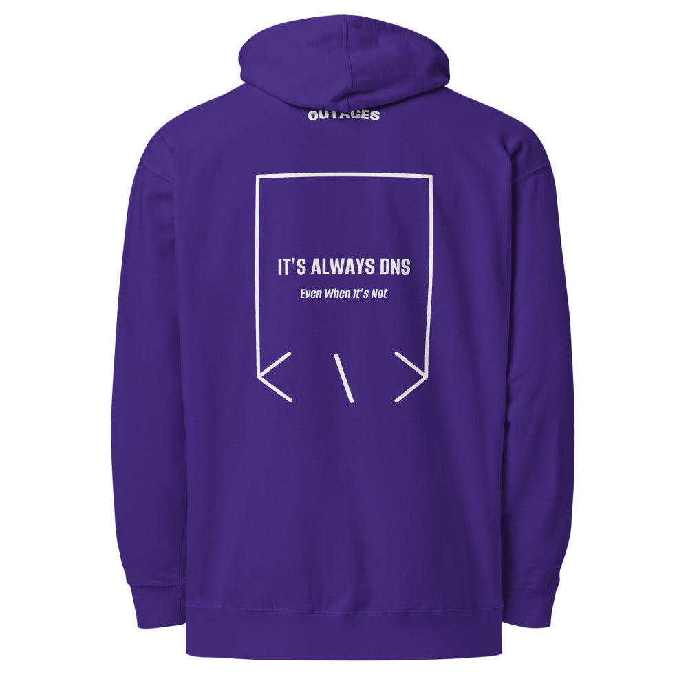 It's Always DNS — Purple White back mockup