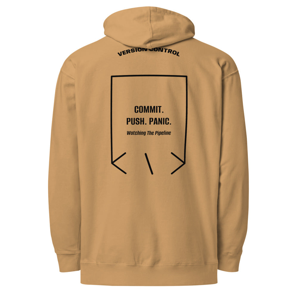 Commit. Push. Panic. — Sandstone Black back mockup