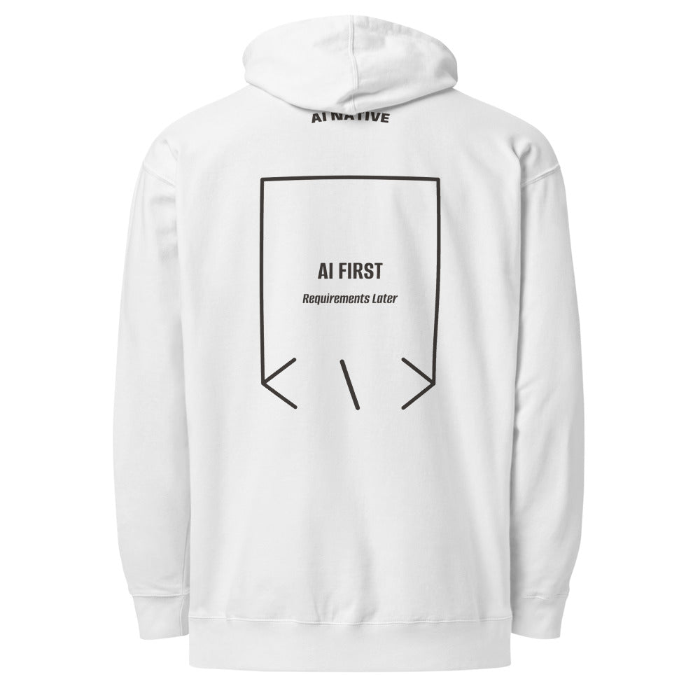 AI First — White Charcoal Heather back mockup